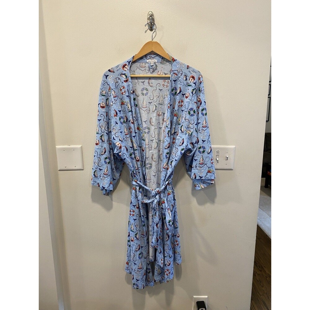 Vera Bradley Womens Knit Robe Size 2X/3X Sailboats Nautical Costal Bathrobe